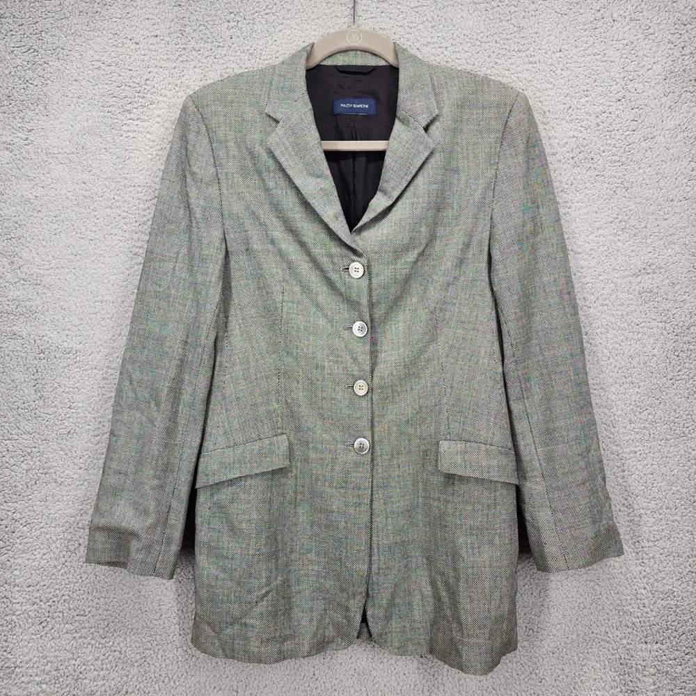 Piazza Sempione Womens Grey Micro Check Four Button Tailored Blazer Jacket